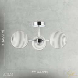 Happy Homewares Designer Polished Chrome Ceiling Light With Grey Marble Glass Shades - thumbnail 7