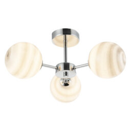 Happy Homewares Designer Polished Chrome Ceiling Light With Grey Marble Glass Shades - thumbnail 3