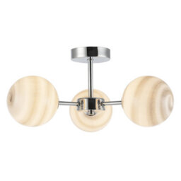 Happy Homewares Designer Polished Chrome Ceiling Light With Grey Marble Glass Shades - thumbnail 2