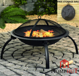 Black S Fire Pit  Foldable For Garden, Bbq, And Camping - thumbnail 1