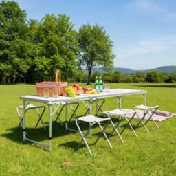 Foldable Bracket Table & 6 Chairs Set, Outdoor Party, Picnic, Bbq, Camping - thumbnail 3