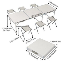 Foldable Bracket Table & 6 Chairs Set, Outdoor Party, Picnic, Bbq, Camping - thumbnail 2