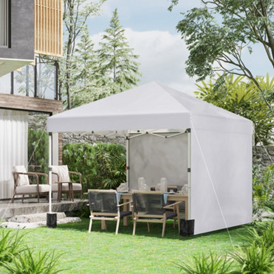 Outsunny 3X3 (M) Pop Up Gazebo Party Tent W/ 2 Sidewalls, Weight Bags, White - image 1