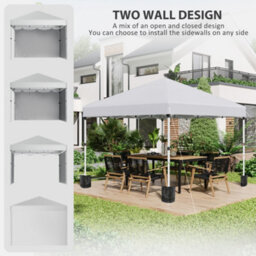 Outsunny 3X3 (M) Pop Up Gazebo Party Tent W/ 2 Sidewalls, Weight Bags, White - thumbnail 4