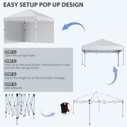 Outsunny 3X3 (M) Pop Up Gazebo Party Tent W/ 2 Sidewalls, Weight Bags, White - thumbnail 5