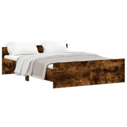 Berkfield Bed Frame With Headboard And Footboard Smoked Oak 140X190 Cm - thumbnail 2