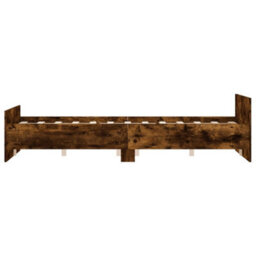 Berkfield Bed Frame With Headboard And Footboard Smoked Oak 140X190 Cm - thumbnail 5