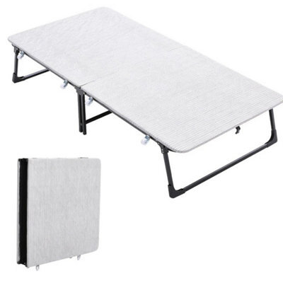 Portable Folding Single Guest Bed Fold Up Away Rollaway Camping Slim Bedstead - image 1