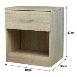 Sundaze Chest Of Drawers Bedroom Furniture Bedside Cabinet With Handle 1 Drawer Oak 40X36X47Cm - thumbnail 3