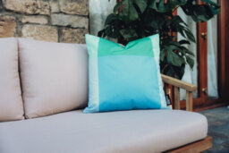 Hayward 50 X 50Cm Outdoor Cushion, Blue Colour Block Classic Square Design, Shower-Resistant Square Cushion For Garden & Patio - thumbnail 3