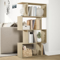 Walplus Room Divider Bookcase 4-Tier Sonoma Oak 70X24X129 Cm Engineered Wood - thumbnail 4