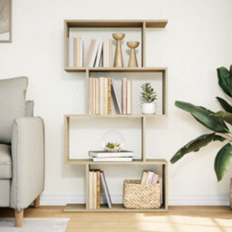Walplus Room Divider Bookcase 4-Tier Sonoma Oak 70X24X129 Cm Engineered Wood - thumbnail 3