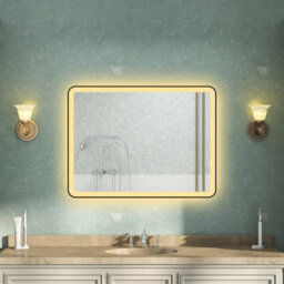 AVER-GROWTH Illuminated Bathroom Mirror With Led Lights 3 Colour Black Frame Anti-Fog Dimmable Touch/wall Switch Vertical/horizontal 900X700mm - thumbnail 2