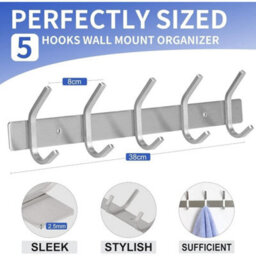 2 Pack Heavy Duty Stainless Steel Wall Coat Rack - thumbnail 2