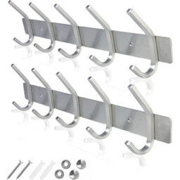 2 Pack Heavy Duty Stainless Steel Wall Coat Rack