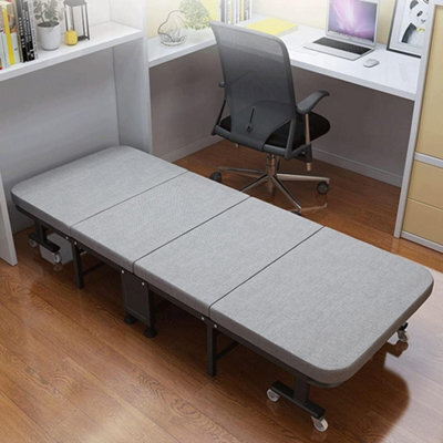 Living And Home Grey Folding Bed Steel Framed Foldable Bed With Mattress And 6 Wheels - image 1
