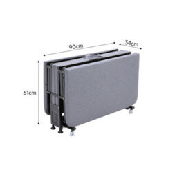 Living And Home Grey Folding Bed Steel Framed Foldable Bed With Mattress And 6 Wheels - thumbnail 6