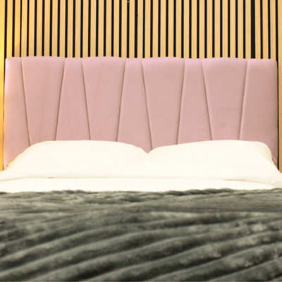 "Urban Textures - Vallor Luxury 20"" High Velvet Fabric Upholstered Headboard - Pink" - image 1