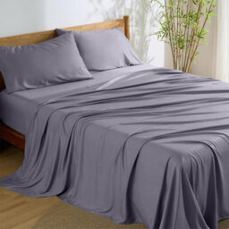Aspire Homeware 100% Egyptian Cotton Flat Sheet Deep Coverage Ultracool Flat Bedding Grey Sheet Double, (L)275Cmx(W)225Cm - thumbnail 1