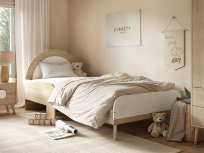 Flair Noah Single Curved Headboard Bed Oak & White - image 1