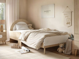 Flair Noah Single Curved Headboard Bed Oak & White