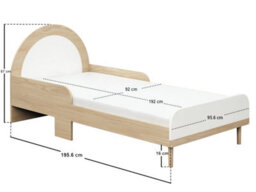 Flair Noah Single Curved Headboard Bed Oak & White - thumbnail 6
