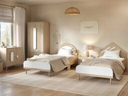 Flair Noah Single Curved Headboard Bed Oak & White - thumbnail 3