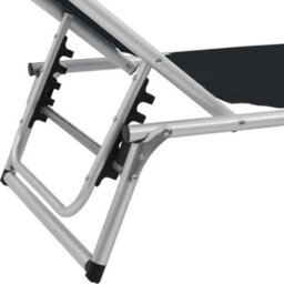 Berkfield Folding Sun Lounger With Roof Aluminium And Textilene Black - thumbnail 8