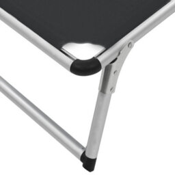Berkfield Folding Sun Lounger With Roof Aluminium And Textilene Black - thumbnail 9