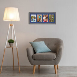AK Frames 50X20Cm Dark Grey Modern Multi Photo Frame With Blue Mount - Holds 4 Apertures (4X) 6X4 Photos - thumbnail 3