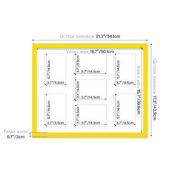 20X16 Inch 7 Opening Photo Collage Frame, Display Seven 6X4 Inch Photos, Multi Aperture Family Picture Frame, Yellow - thumbnail 4