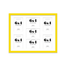 20X16 Inch 7 Opening Photo Collage Frame, Display Seven 6X4 Inch Photos, Multi Aperture Family Picture Frame, Yellow - thumbnail 2