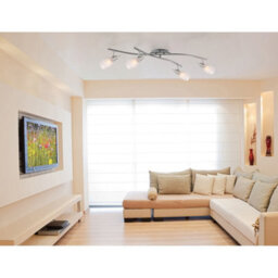 Luminosa Lighting Luminosa Florita Ceiling Spotlight Bar Chrome Opal Glass Shade 4X E14 - thumbnail 2