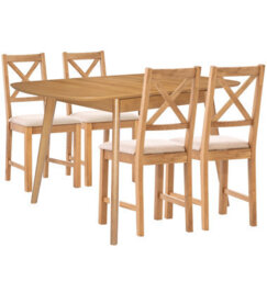 Hallowood Furniture Aston Butterfly Extending Table With 4 Cross Back Oak Chairs In Beige Seat Pad - thumbnail 8