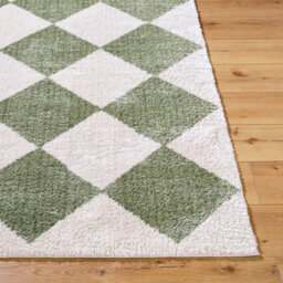 Livabliss Fossay Shaggy-Washable Beige Green High Pile Diamond Living Bedroom Rug 160 X 213 Cm Easy Care, Non Shedding - thumbnail 5