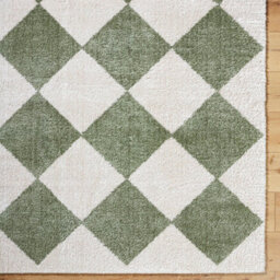 Livabliss Fossay Shaggy-Washable Beige Green High Pile Diamond Living Bedroom Rug 160 X 213 Cm Easy Care, Non Shedding - thumbnail 7