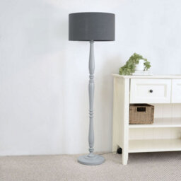 Valuelights Victoria Traditional Grey Wood Candlestick Floor Lamp With Charcoal Drum Shade - Led Bulb Included - thumbnail 4