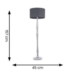 Valuelights Victoria Traditional Grey Wood Candlestick Floor Lamp With Charcoal Drum Shade - Led Bulb Included - thumbnail 5