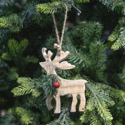 Shatchi Wooden Craft Reindeer Shape - Tree Hanging Decoration - 12X8X1.5Cm - thumbnail 5