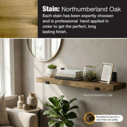 Top Notch Home and Living 60Cm Northumberland Oak Rustic Wooden Wall Shelf, Top Notch Home & Living Handcrafted Wood Shelves Incl 2 Brackets Per Shelf - thumbnail 4