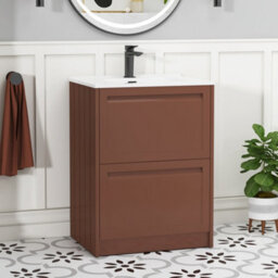 Royal Bathrooms Elmore 600mm Traditional Floor Standing 2 Drawer Bathroom Vanity Unit With Ceramic Basin Sink - Terracotta Clay - thumbnail 1