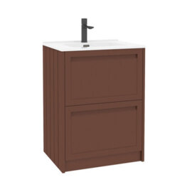 Royal Bathrooms Elmore 600mm Traditional Floor Standing 2 Drawer Bathroom Vanity Unit With Ceramic Basin Sink - Terracotta Clay - thumbnail 6