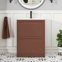 Royal Bathrooms Elmore 600mm Traditional Floor Standing 2 Drawer Bathroom Vanity Unit With Ceramic Basin Sink - Terracotta Clay - thumbnail 3