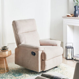 Wyld And Coco Aurorahome Fabric Armchair With Adjustable Footrest, Beige Polyester, Modern Design, W83 X D94 X H100Cm - thumbnail 2