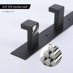 Wall-Mounted Bathroom Coat Rack With 3 Hooks, Hook, Sus304 Stainless Steel, Matte Black - thumbnail 5