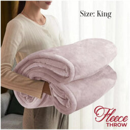 Ameha Fleece Plain Blanket, Lightweight & Reversible Throw For Travel, Bed & Sofa Blanket, Pink King 200X240Cm - thumbnail 1