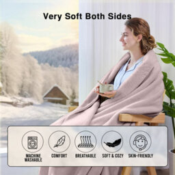 Ameha Fleece Plain Blanket, Lightweight & Reversible Throw For Travel, Bed & Sofa Blanket, Pink King 200X240Cm - thumbnail 3