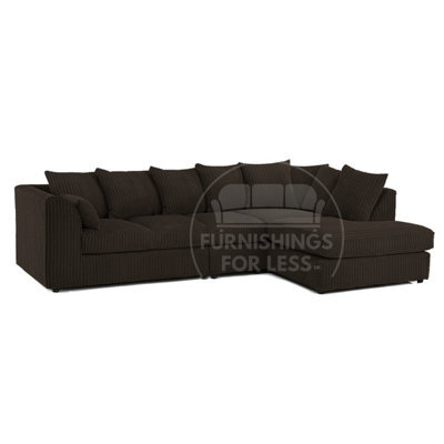 Furnishings For Less UK Luxor Chocolate Jumbo Cord Large 5 Seater Corner Sofa Long Right Hand Facing - image 1