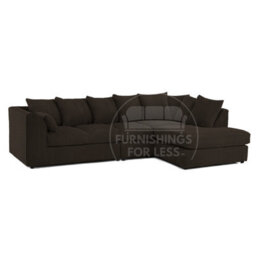 Furnishings For Less UK Luxor Chocolate Jumbo Cord Large 5 Seater Corner Sofa Long Right Hand Facing - thumbnail 1