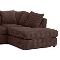 Furnishings For Less UK Luxor Chocolate Jumbo Cord Large 5 Seater Corner Sofa Long Right Hand Facing - thumbnail 2